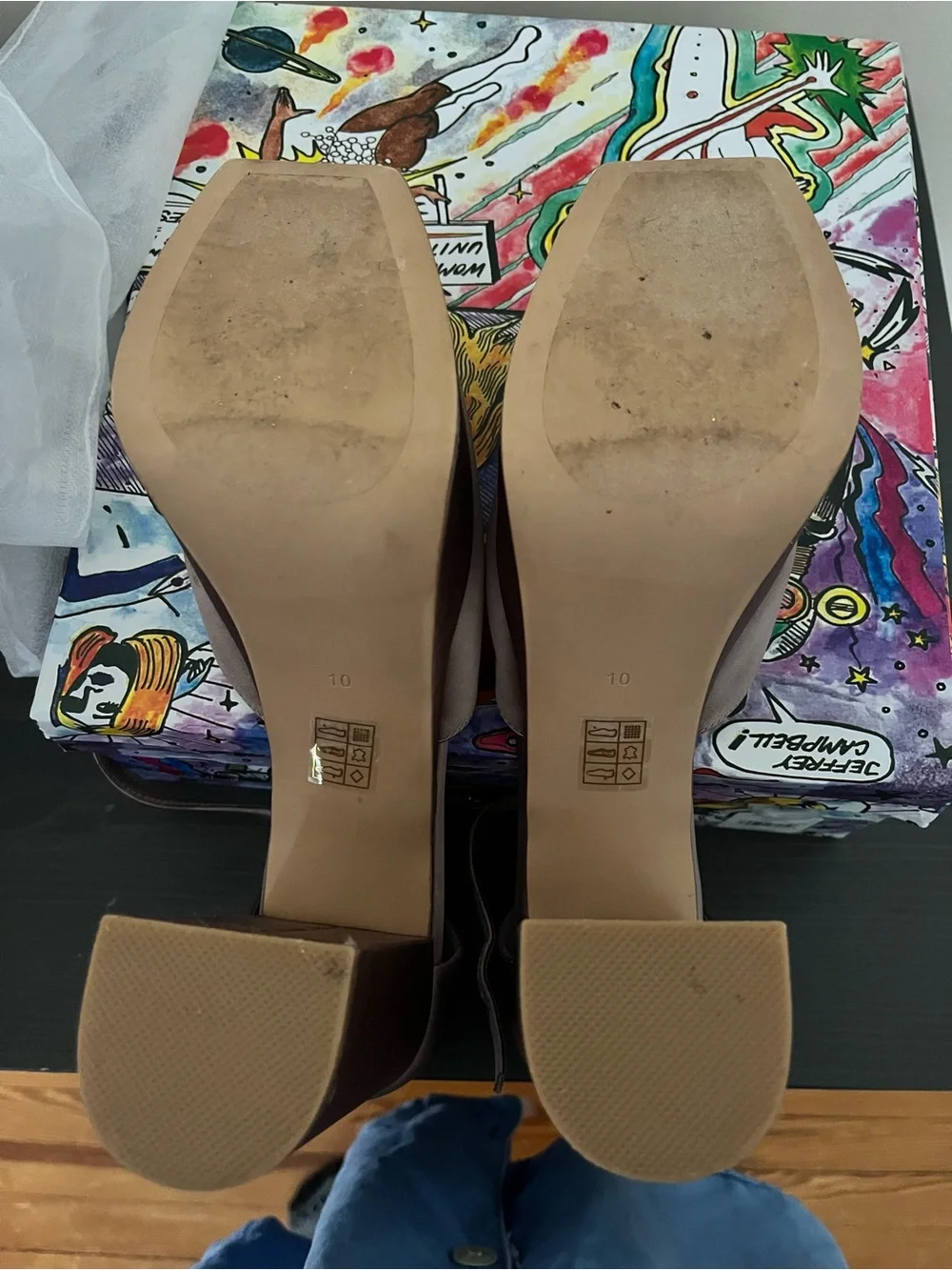 Jeffery Campbell platform square toe ankle strap heels